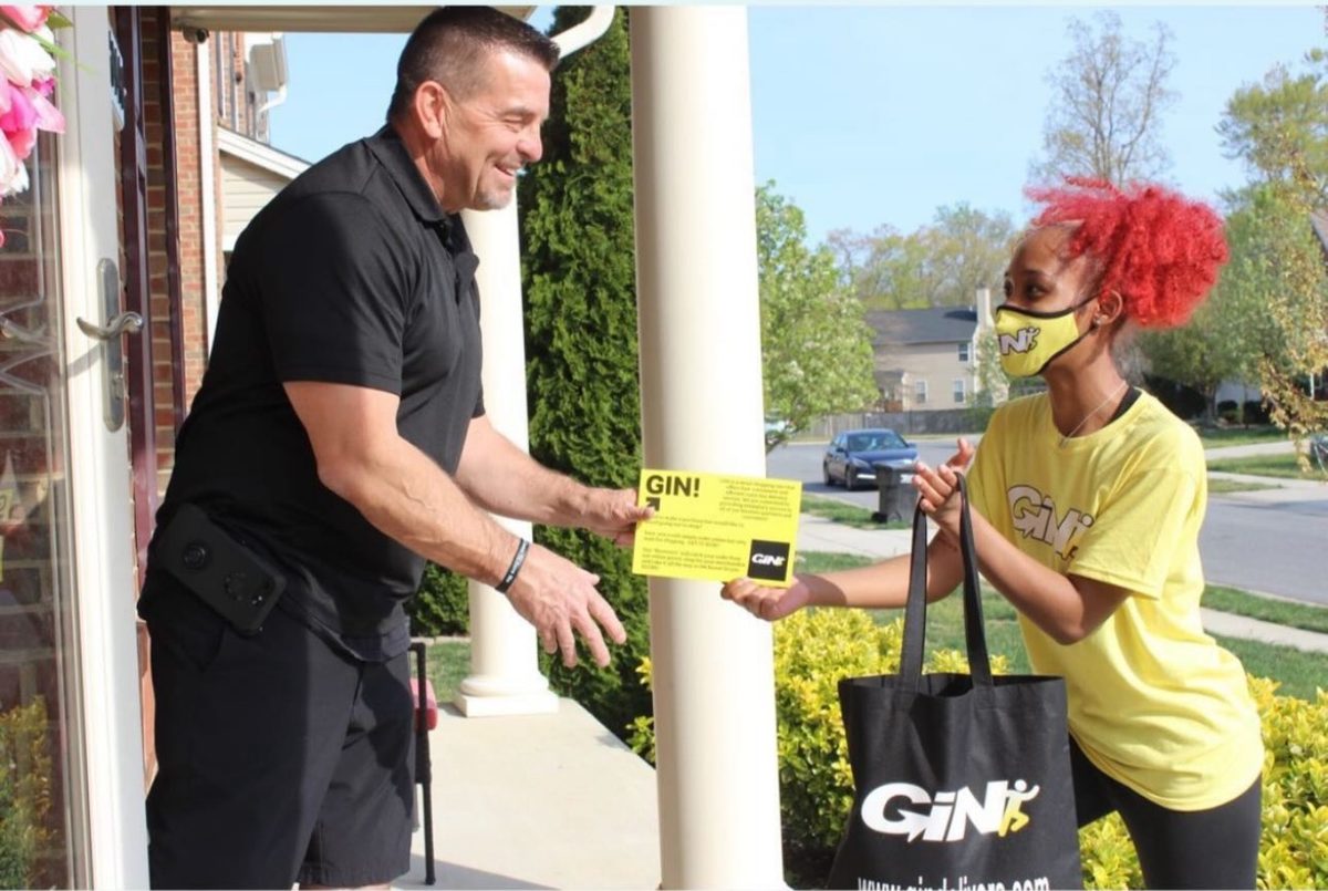 Delivery arriving at a doorstep